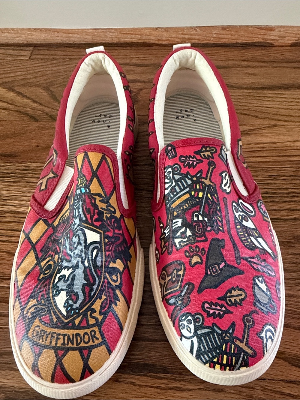 Hand-Painted Gryffindor Slip-On Sneakers